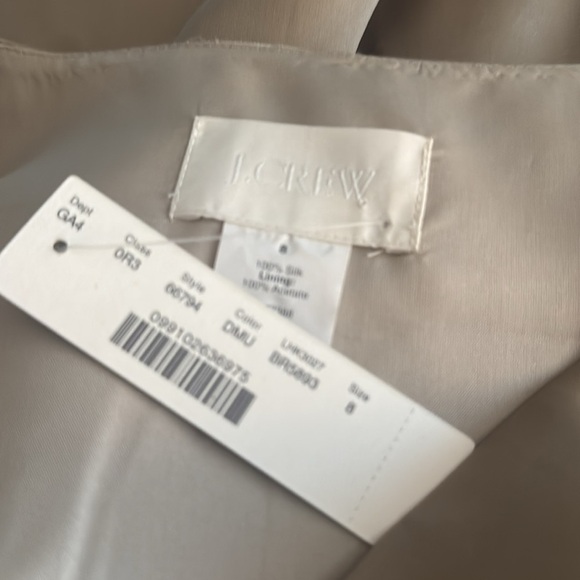 J. Crew Gold Sheath Mini Dress Plunge Neckline Ruffles Size 8 Silk Party Wedding - Picture 6 of 8